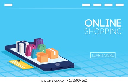 shopping online tech in smartphone vector illustration design