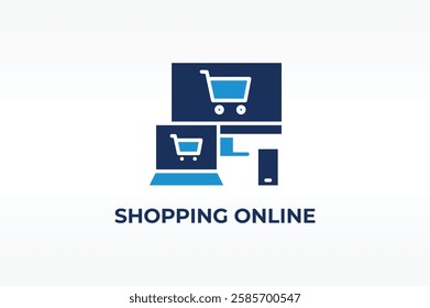 Shopping Online vector, icon or logo sign isolated symbol illustration