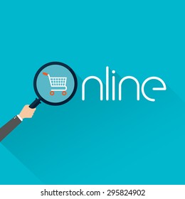 Shopping online, vector illustration