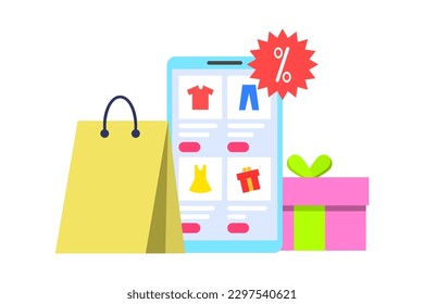 Shopping online vector illustrations. Shopping element 