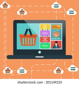 Shopping online vector template