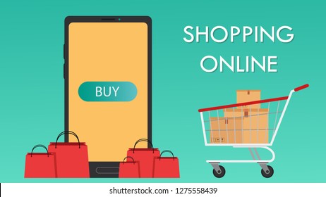 Shopping online wallpaper. free space for text. copy space.