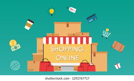 Shopping online wallpaper. vector design.