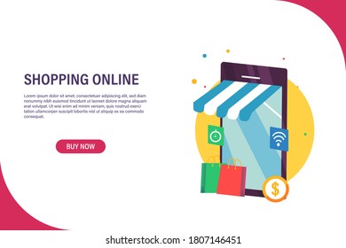 shopping online web banner. premium vector