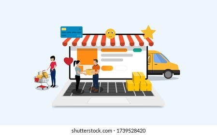 Shopping online web banner. vector concept
