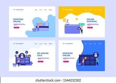 Shopping online web page.Flat vector illustration isolated on white background. Can use for web banner, infographics, web page.