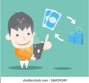 Shopping online,Vector cartoon business