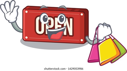 Shopping open sign isolated in the cartoon