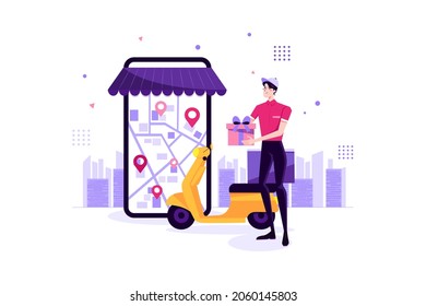 Shopping Order Delivery Illustration concept. Flat illustration isolated on white background.