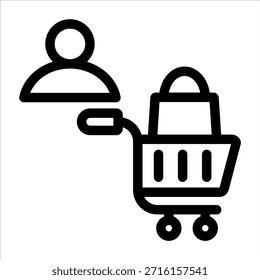Icono de contorno de compras. Ilustración vectorial simple sobre fondo blanco