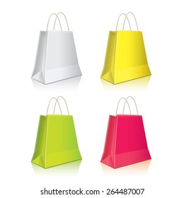 Shopping package colorful set isolated on white vector