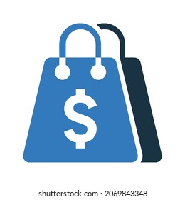 Shopping, package, dollar, bag icon. Simple editable vector design isolated on a white background.