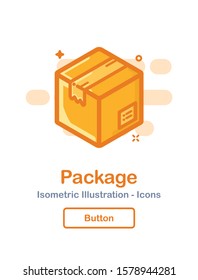 Shopping Package Icon. Box. Isometric Vector Icon - Illustration