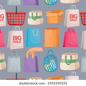 shopping packings pattern set icons