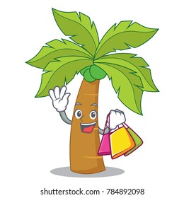 Shopping palm tree character cartoon