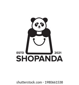 Shopping panda logo design vector template
