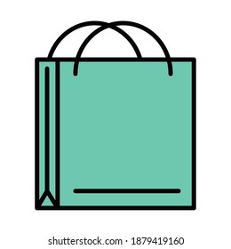 shopping paper bag commerce celebration party, line and fill style vector illustration