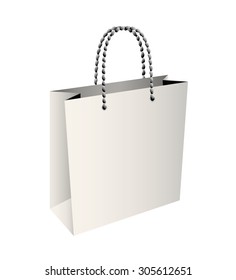 Shopping paper bag. Elegant vector design In white. Isolated.and empty.