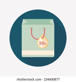 shopping paper bag flat icon with long shadow,eps10