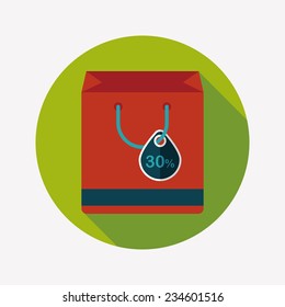shopping paper bag flat icon with long shadow,eps10
