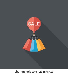 shopping paper bag flat icon with long shadow,eps10
