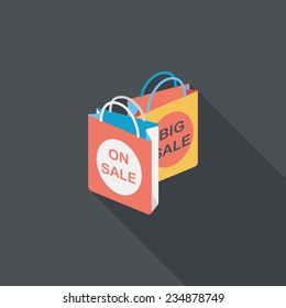 shopping paper bag flat icon with long shadow,eps10