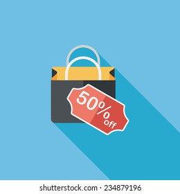 shopping paper bag flat icon with long shadow,eps10