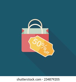shopping paper bag flat icon with long shadow,eps10