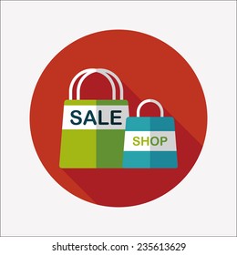 shopping paper bag flat icon with long shadow,eps10