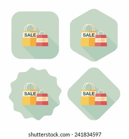 shopping paper bag flat icon with long shadow,eps10