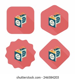 shopping paper bag flat icon with long shadow,eps10