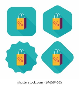 shopping paper bag flat icon with long shadow,eps10