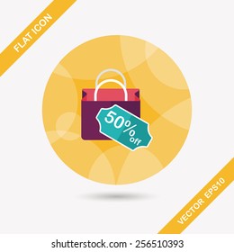 shopping paper bag flat icon with long shadow,eps10