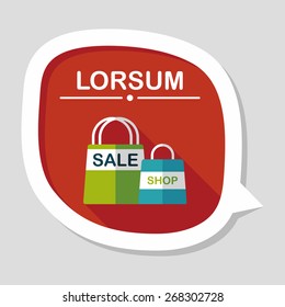 shopping paper bag flat icon with long shadow,eps10