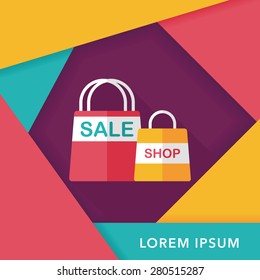 shopping paper bag flat icon with long shadow,eps10