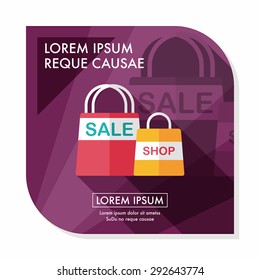 shopping paper bag flat icon with long shadow,eps10