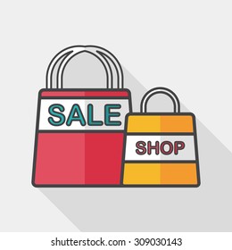 shopping paper bag flat icon with long shadow,eps10