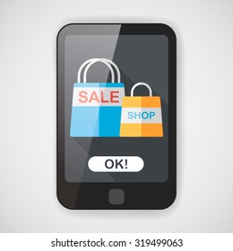 shopping paper bag flat icon with long shadow,eps10
