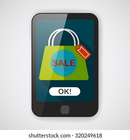 shopping paper bag flat icon with long shadow,eps10