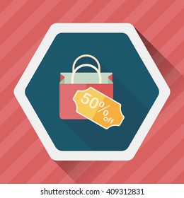 shopping paper bag flat icon with long shadow,eps10