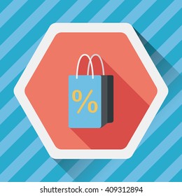 shopping paper bag flat icon with long shadow,eps10