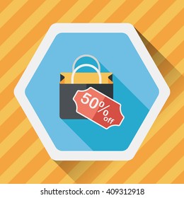 shopping paper bag flat icon with long shadow,eps10