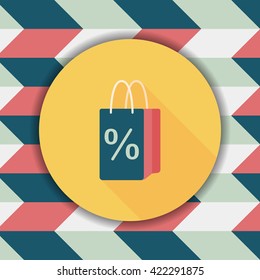 shopping paper bag flat icon with long shadow,eps10