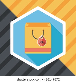 shopping paper bag flat icon with long shadow,eps10