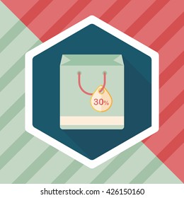 shopping paper bag flat icon with long shadow,eps10