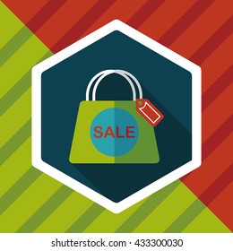 shopping paper bag flat icon with long shadow,eps10