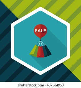 shopping paper bag flat icon with long shadow,eps10
