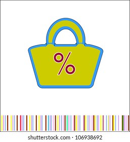 Shopping paper bag green, vector illustration