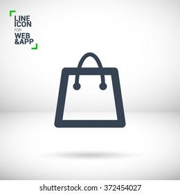 shopping paper bag isolated minimal single flat linear icon for applications, websites and info-graphic.