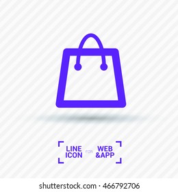 shopping paper bag isolated minimal single flat linear icon for applications, websites and info-graphic.